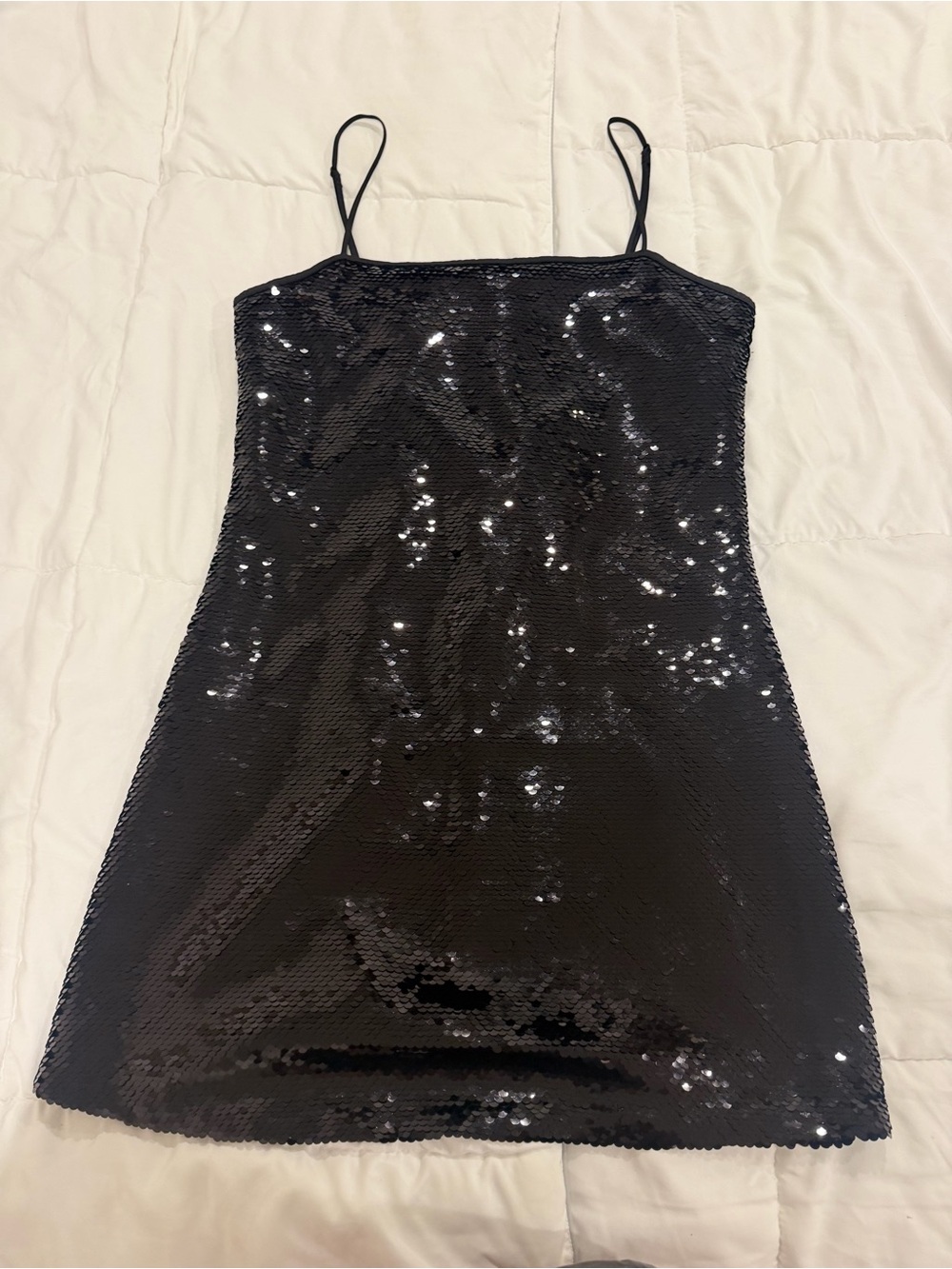 Abercrombie & Fitch Black Sequin Spaghetti-Strap Mini Dress